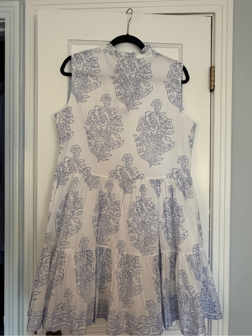 Oliphant White Sleeveless Mini Dress with Blue Floral Print - Picture 6 of 6